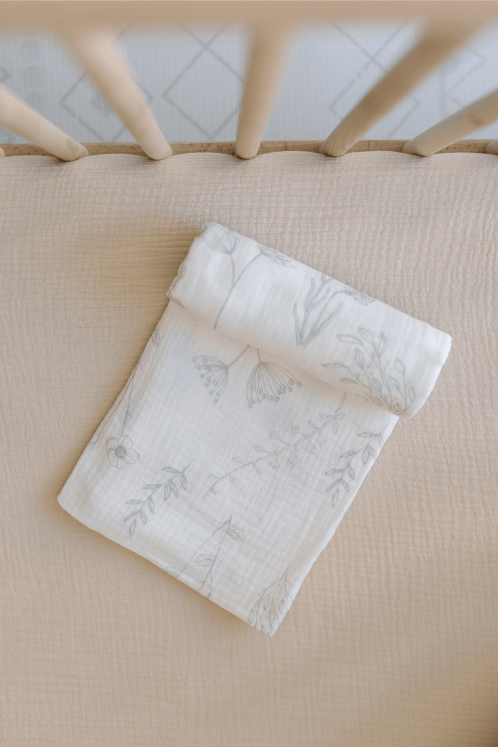 Organic Cotton Swaddle Blanket Sage Floral Ourson Baby