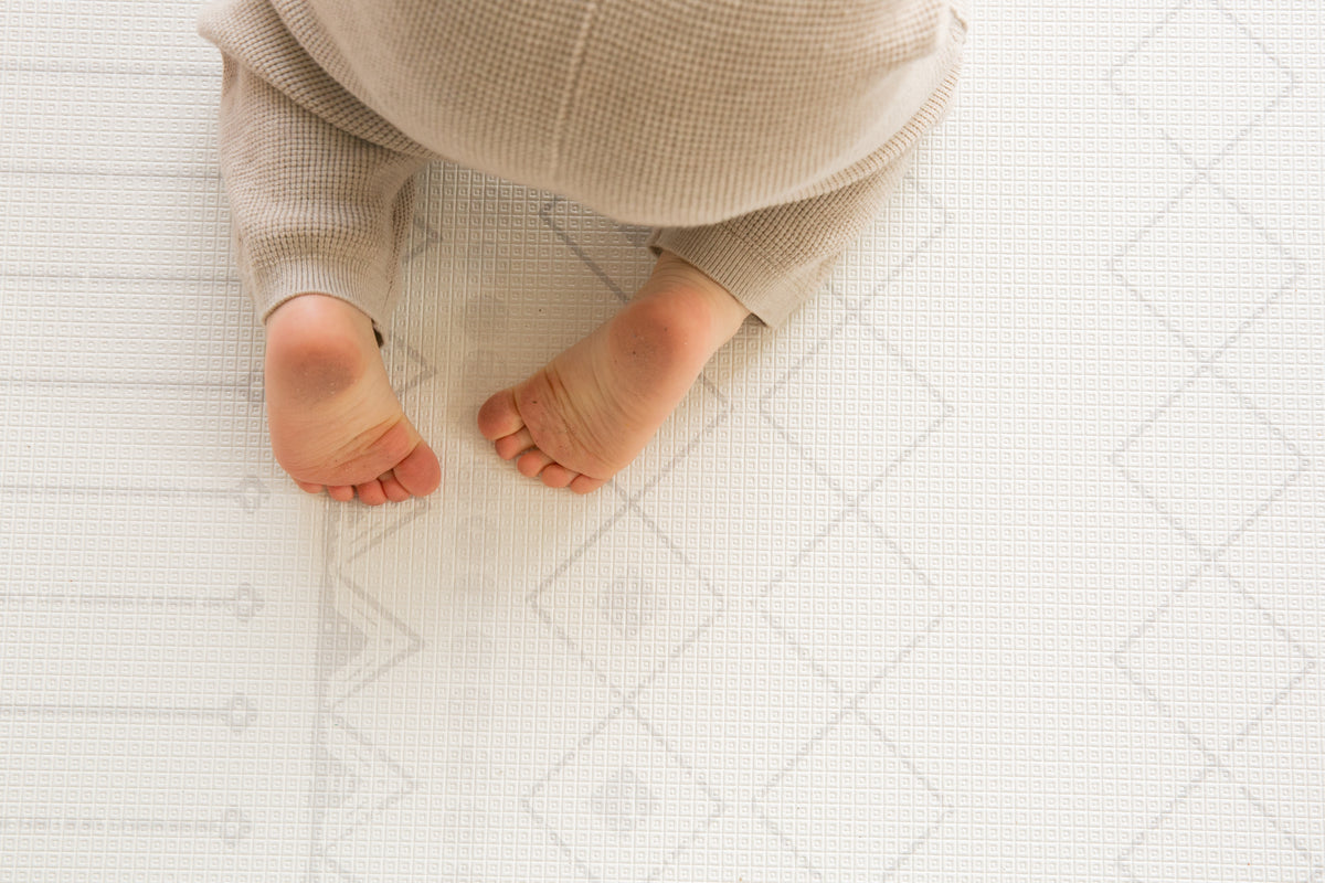 Padded Play Mat - Taupe Squares & Terrazzo – Ourson Baby