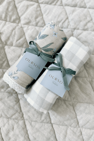 Organic Cotton Swaddle Blanket - Oat Gingham