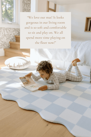 Padded Play Mat - Blue Checker & Sage Stripe (Wave Edition)