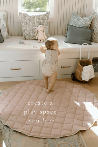 Organic French Linen Play Mat - Rose