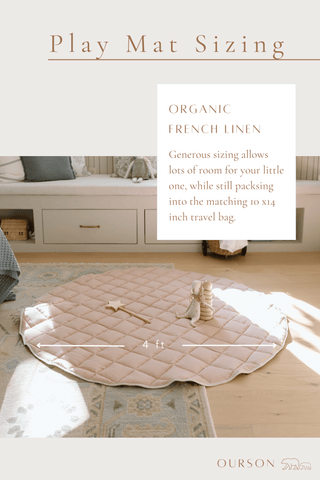 Organic French Linen Play Mat - Rose