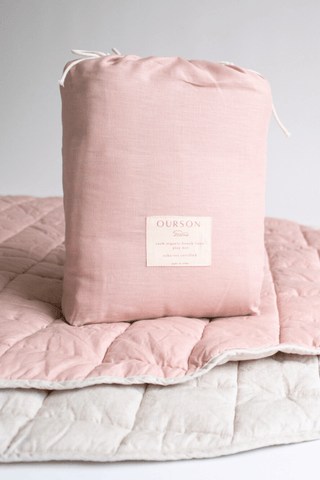 Organic French Linen Play Mat - Rose