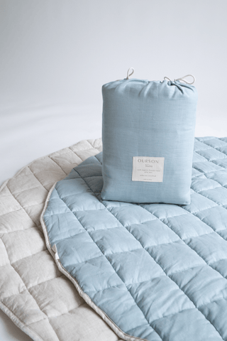 Organic French Linen Play Mat - Sky