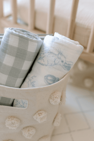 Organic Cotton Swaddle Blanket - Sage Gingham