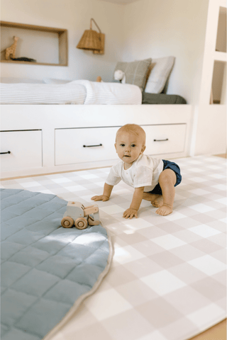 Padded Play Mat - Grey Gingham & Farmhouse