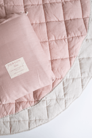 Organic French Linen Play Mat - Rose