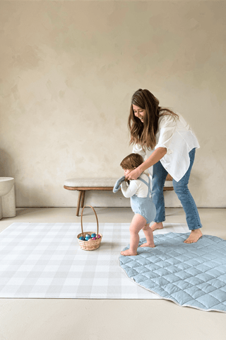 Organic French Linen Play Mat - Sky