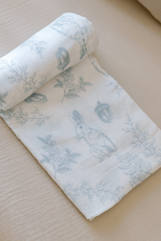 Organic Cotton Swaddle Blanket - Blue Forest