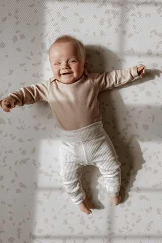 Padded Play Mat - Taupe Squares & Terrazzo