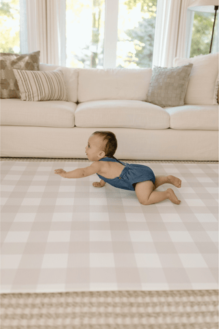 Padded Play Mat - Grey Gingham & Farmhouse