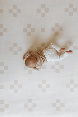 Padded Play Mat - Taupe Squares & Terrazzo