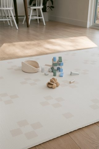 Padded Play Mat - Taupe Squares & Terrazzo