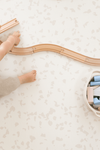 Padded Play Mat - Taupe Squares & Terrazzo