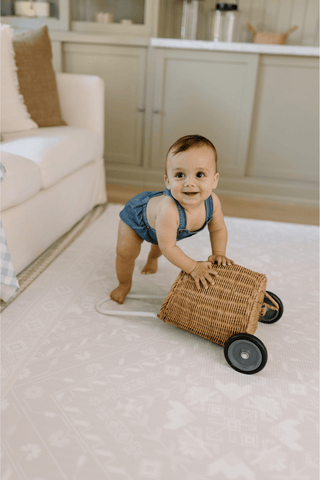 Padded Play Mat - Grey Gingham & Farmhouse