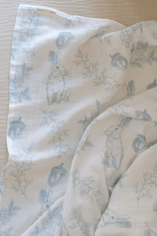 Organic Cotton Swaddle Blanket - Blue Forest