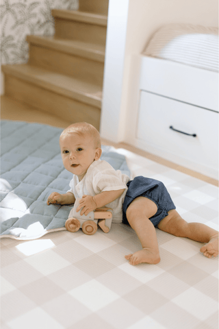 Padded Play Mat - Grey Gingham & Farmhouse