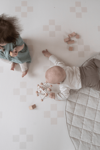 Padded Play Mat - Taupe Squares & Terrazzo