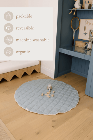 Organic French Linen Play Mat - Sky