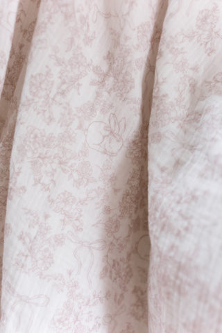 Organic Cotton Swaddle Blanket - Pink Bows and Bunnies