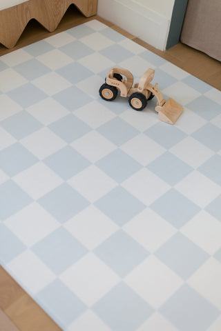 Padded Play Mat - Blue Checker & Sage Stripe