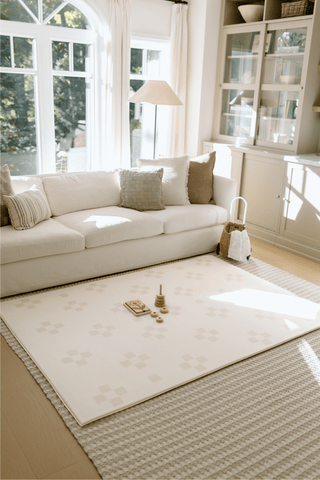 Padded Play Mat - Taupe Squares & Terrazzo