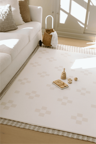 Padded Play Mat - Taupe Squares & Terrazzo