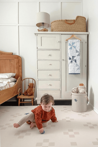 Padded Play Mat - Taupe Squares & Terrazzo