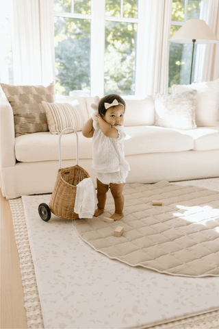 Padded Play Mat - Taupe Squares & Terrazzo