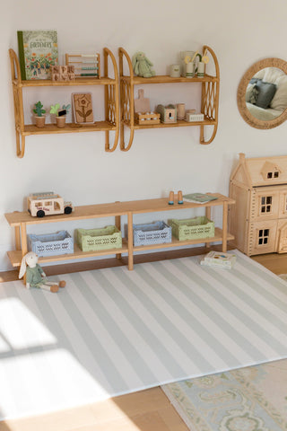 Padded Play Mat - Blue Checker & Sage Stripe