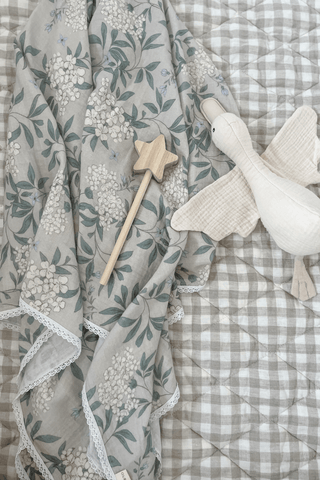 Organic Cotton Swaddle Blanket - Hydrangea (by Solange Pilote)