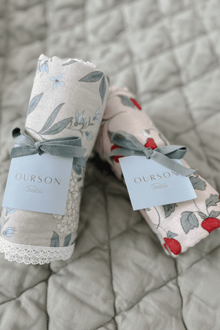 Organic Cotton Swaddle Blanket - Summer Strawberries