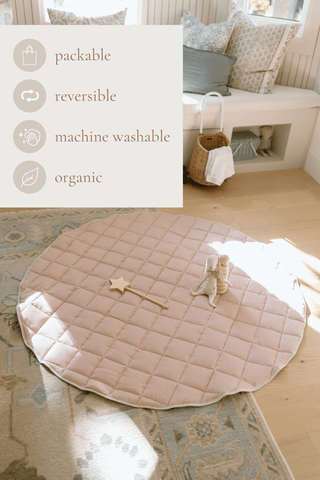 Organic French Linen Play Mat - Rose