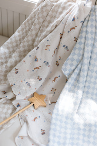 Organic Cotton Swaddle Blanket - Tan Check