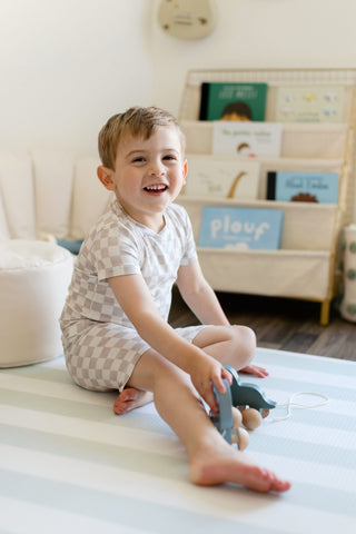 Short Sleeve Sleep Set - Tan Check