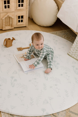 Padded Play Mat - Sage Floral & Gingham