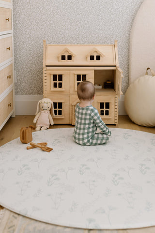 Padded Play Mat - Sage Floral & Gingham