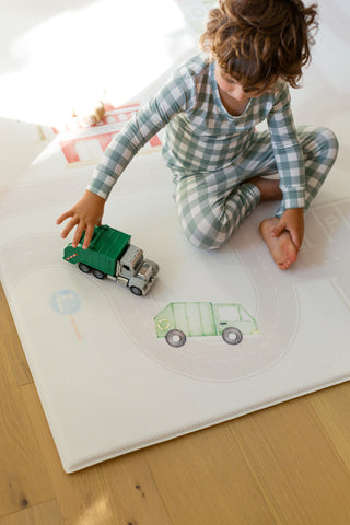 Padded Play Mat - Little Town & Latte Stripe