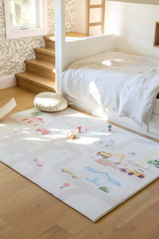 Padded Play Mat - Little Town & Latte Stripe