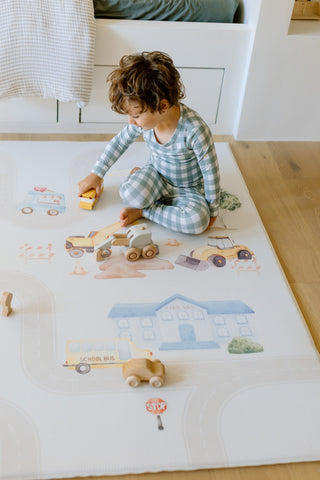 Padded Play Mat - Little Town & Latte Stripe
