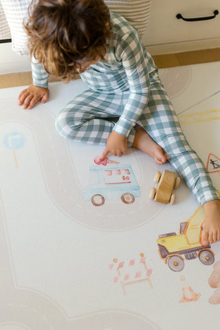 Padded Play Mat - Little Town & Latte Stripe