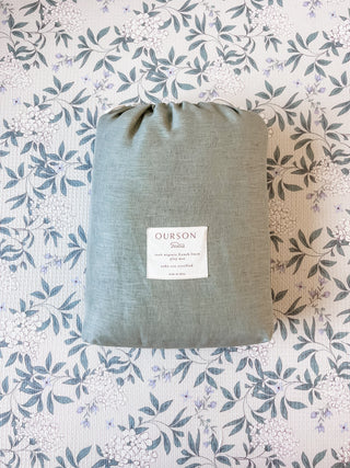 Organic French Linen Play Mat - Olive & Oat Gingham