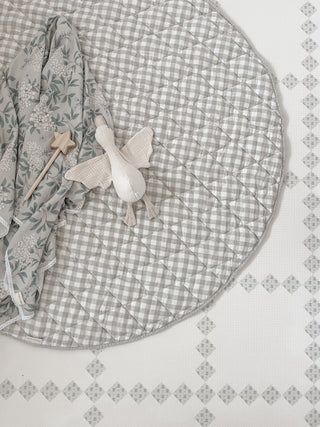 Organic French Linen Play Mat - Oat & Oat Gingham
