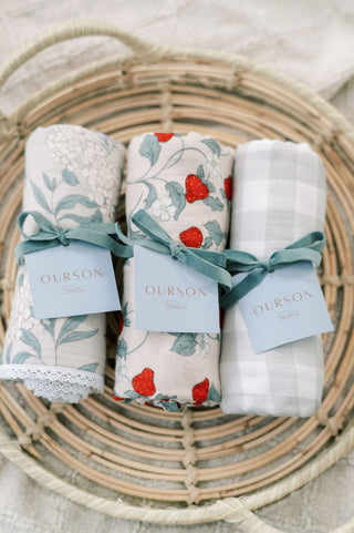 Organic Cotton Swaddle Blanket - Hydrangea (by Solange Pilote)