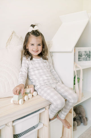 Two Piece Sleep Set - Oat Gingham
