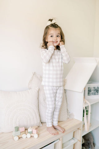 Two Piece Sleep Set - Oat Gingham