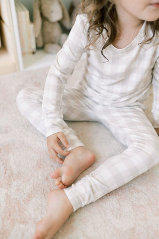 Two Piece Sleep Set - Oat Gingham