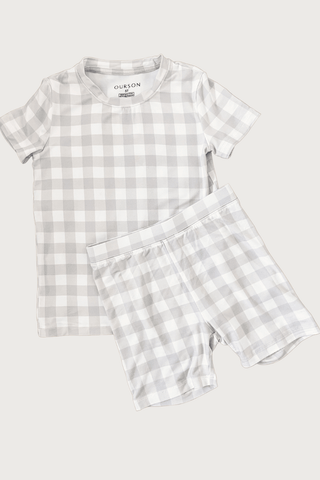 Short Sleeve Sleep Set - Oat Gingham