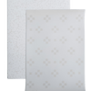 Image of both sides of a single piece, reversible padded play mat. One side is Taupe Squares and the other side is a Terrazzo design.